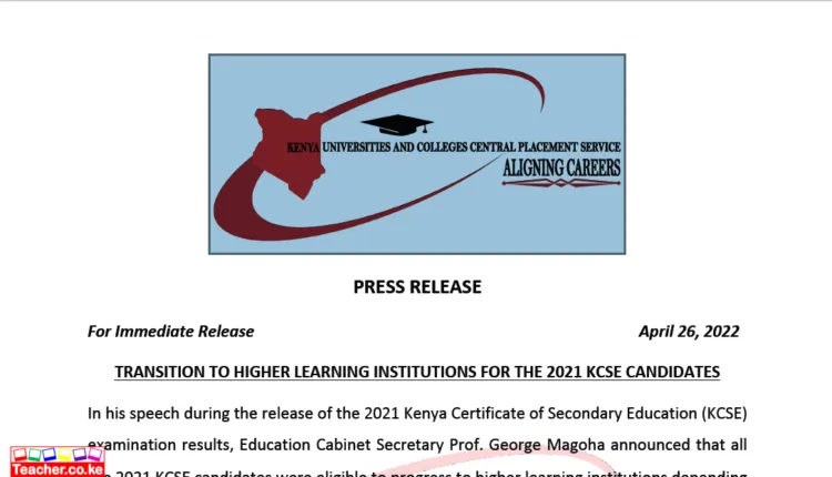 KUCCPS Press Release