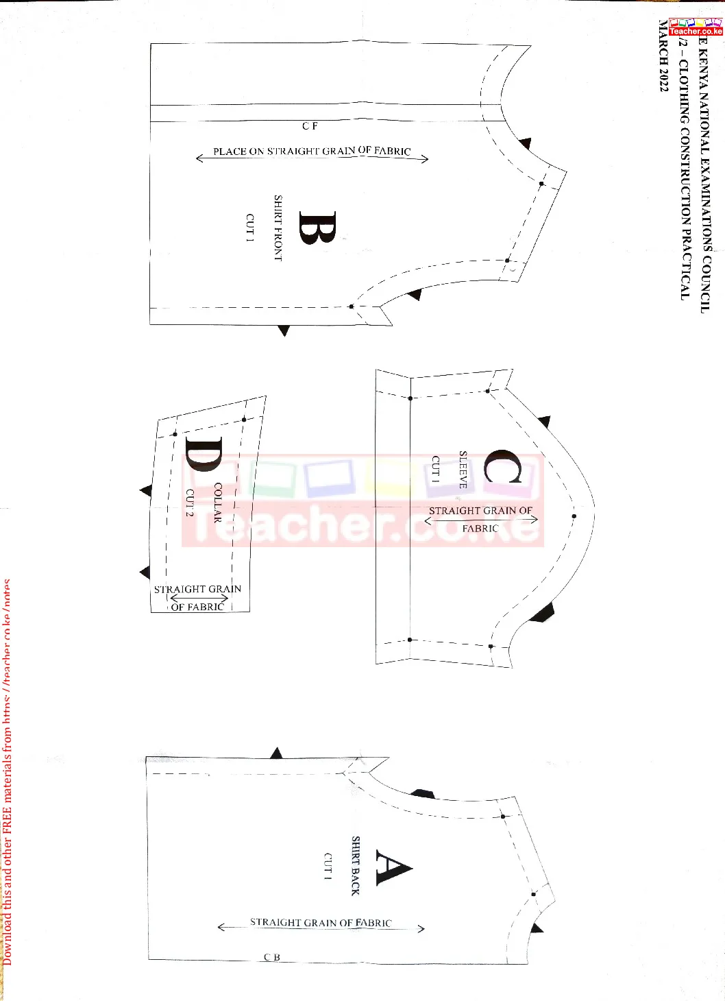 Thum KCSE 2021 Home Science Paper 2 Clothing Construction Sketch