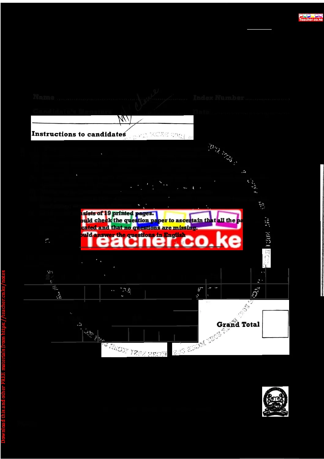 Thum KCSE 2021 Mathematics Paper 2 Marking Scheme B Teacher Ke