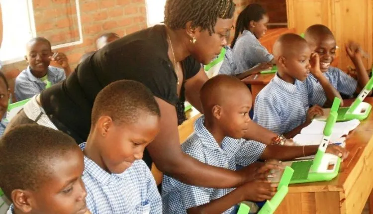 Learners using custom-made computer devices