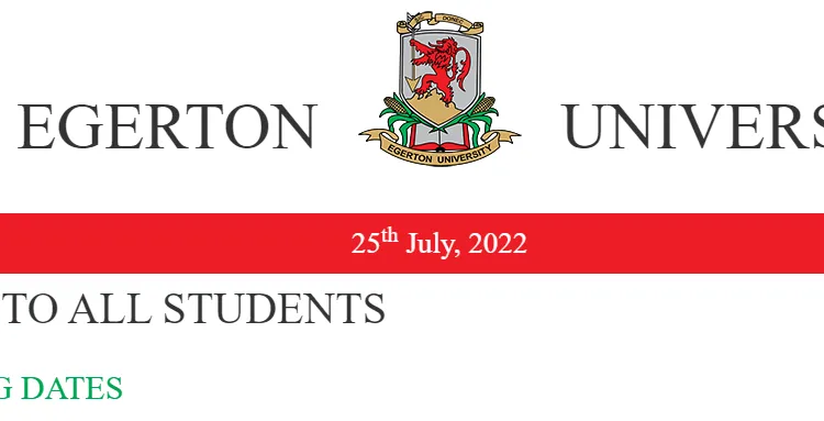 Egerton University Issues Notice to all students concerning reporting dates