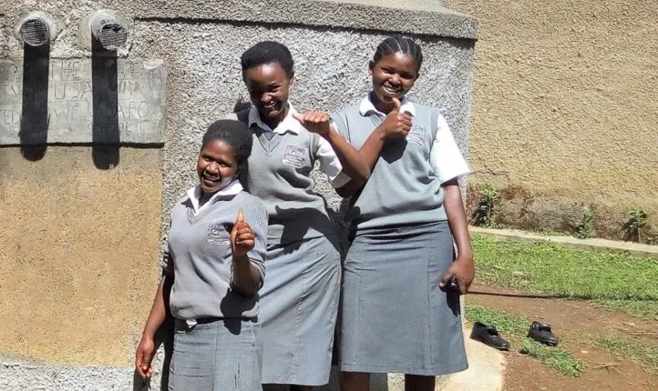 Shieywe Secondary School learners pose for a picture