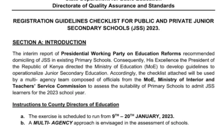 Ministry of Education Issues Guidelines Checklist for Public and Private Junior Secondary Schools (JSS)