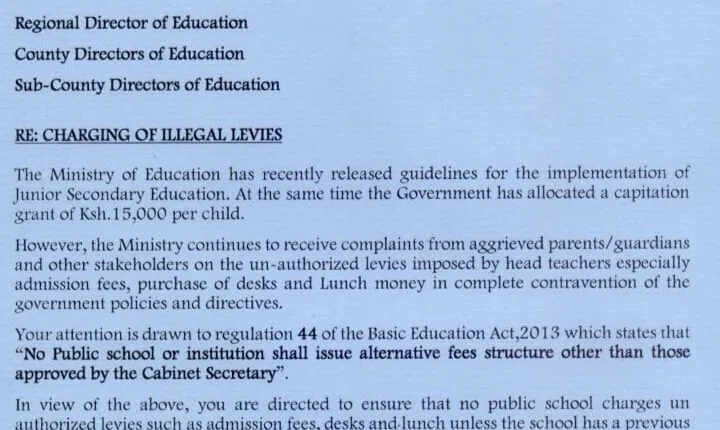 MOE Circilar on Illegal JSS Levies