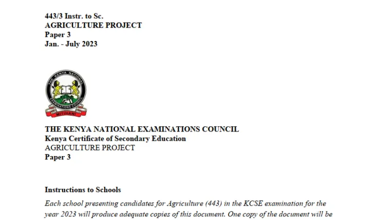 KCSE Agriculture 443/3 Project 2023