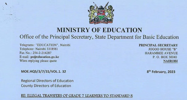 Ministry of Education Circular on Opening of Junior Secondary Bank Account