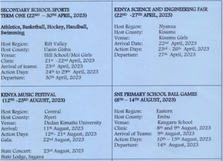 Table 2 Academic Calendar