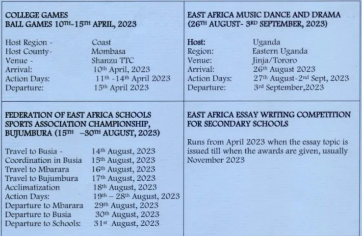 Table 4 Academic Calendar