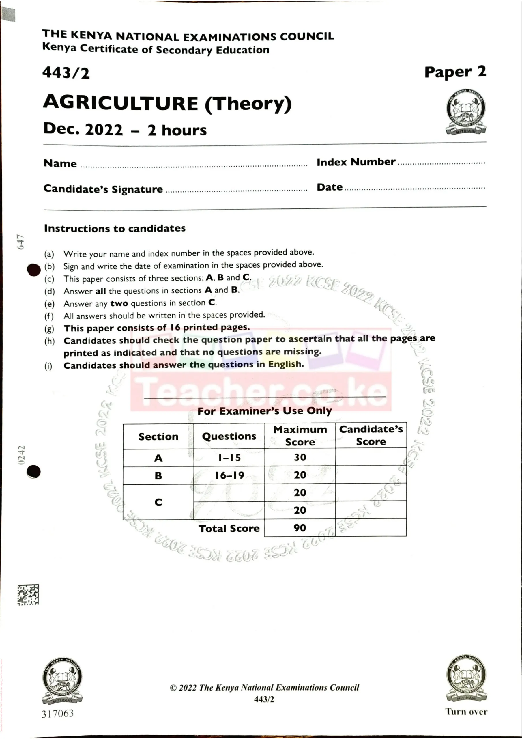 Thum 2022 KCSE Agriculture Paper 2 Teacher Co Ke Scaled
