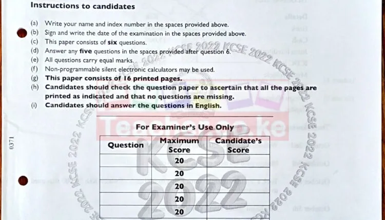 Thum 2022 KCSE Business Studies Paper 2 Teacher Co Ke