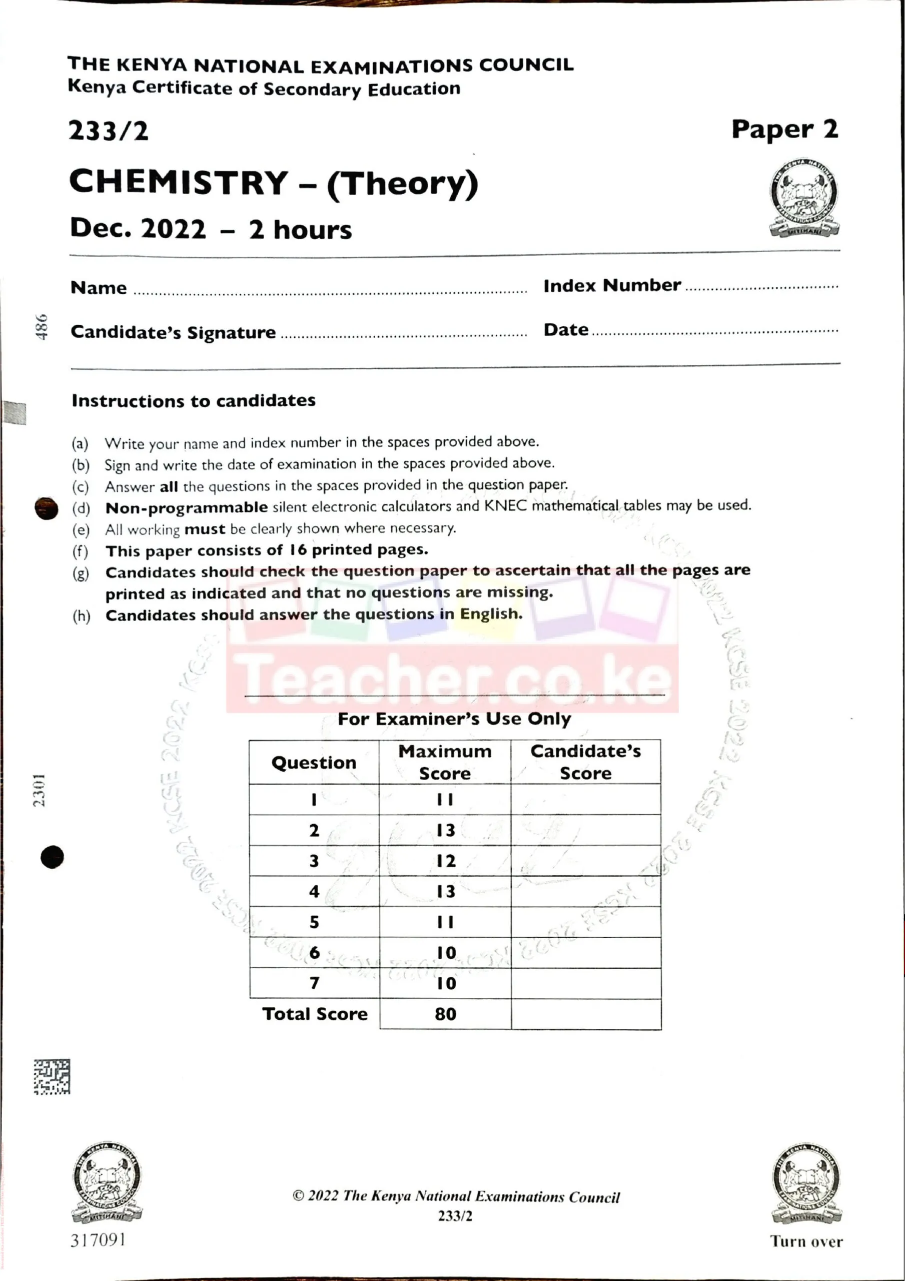 Thum 2022 KCSE Chemistry Paper 2 Teacher Co Ke Scaled