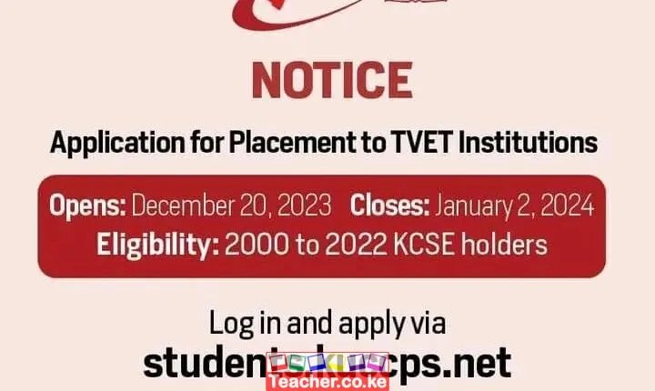 KUCCPS F4 TVET APPLICATION