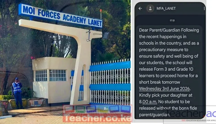 Moi Forces Academy Lanet Sends Form 3 and Grade 10 Students Home Amid Safety Concerns